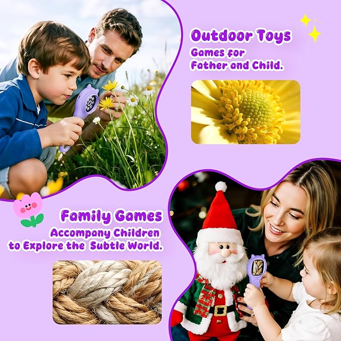 Microscope for Kids - Mini Pocket Handheld Microscope for Toddlers-STEM Educational Science Kit Toys for Christmas Birthday Gifts Toys for 5 6 7 8 9 10 11 12 Year Old Girls(Purple)