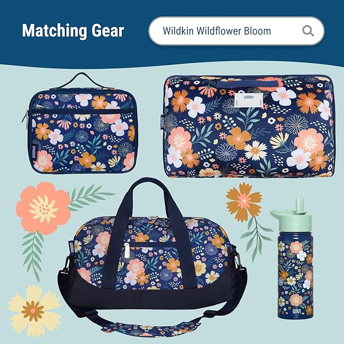 Wildkin 15-inch Kids Backpack – Durable, Padded, Adjustable for School & Travel - Wildflower Bloom