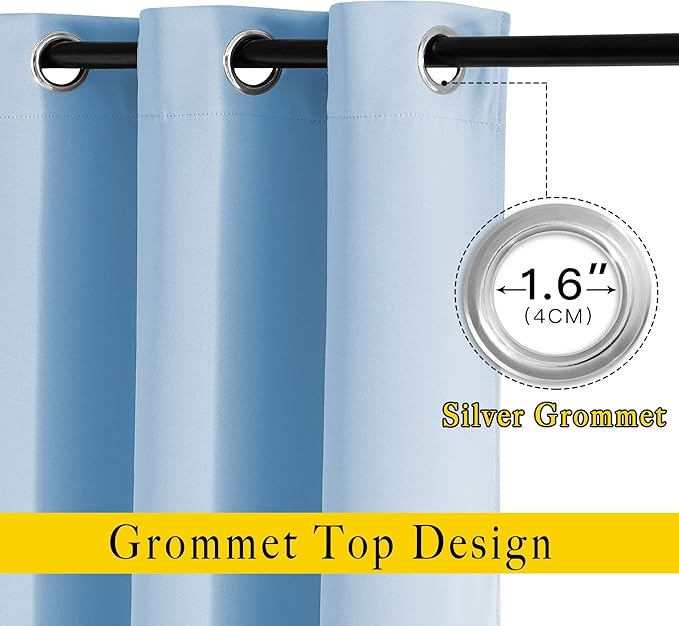 NICETOWN Blackout Room Divider Curtains 118 inches Long, Grommet Thermal Window Treatments Sound Reducing Drapes for Sliding Glass Door, Blue, W66 x L118, 2 Pieces