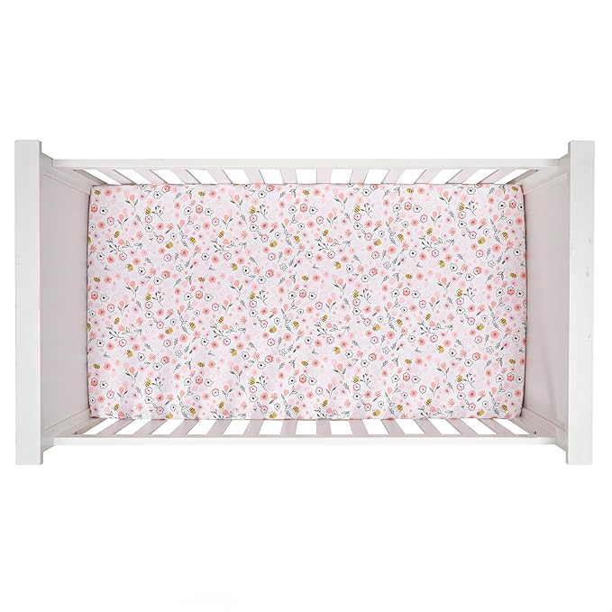 Lambs & Ivy Little Garden 3-Piece Embroidered Floral Baby Crib Bedding Set