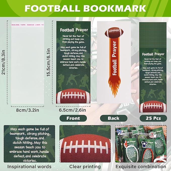 LiYiQ 72 Pcs Football Party Favors Football Team Gifts Football Goodie Bags Stuffers Football Ballpoint Pens Bookmark Card and Silicone Bracelet