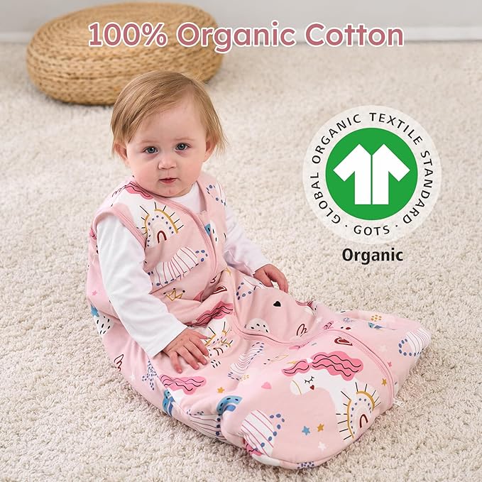 Yoofoss Baby Sleep Sack 12-18 Months, 1.5 Tog Baby Wearable Blanket with 2-Way Zipper, 100% Cotton Organic Fabric Winter Infant Sleeping Sack, Warm Soft Comfy