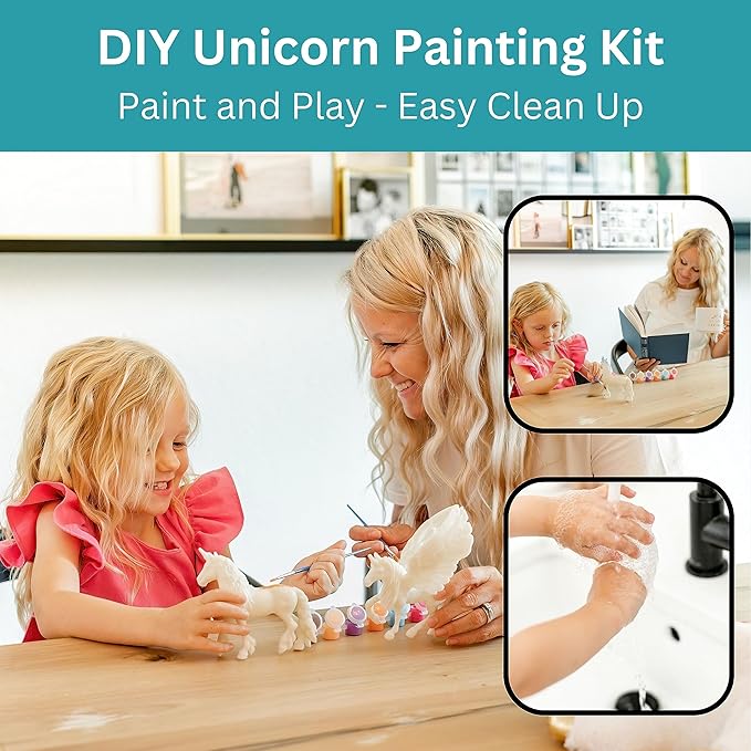 Unicorn Painting Kit for Girls - STEM Certified Unicorn Craft for Girls Ages 4-6 & up- Paint Your Own Arts and Crafts Includes 2 DIY Headbands & 8 Kids Painting Crafts for Fun Screen-Free Play
