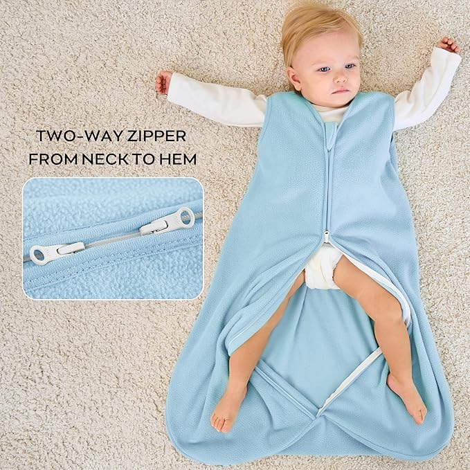 JELLYMONI Fleece Baby Sleep Sack 0-6 Months, 2 Pack 1.5 TOG Baby Wearable Blanket Winter Infant Sleep Sack with 2-Way Zipper, Warm Toddler Sleep Sack