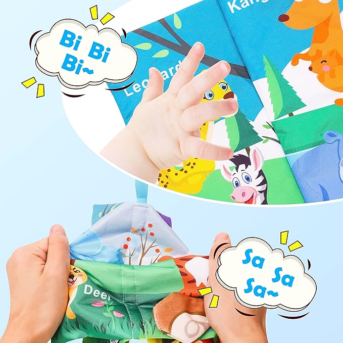 3 Pcs, Baby Books 0-6 Months, Crinkle Books for Babies, Touch and Feel Books for Infants, Infant Tummy Time Toys 0 6 9 Months, Sensory Toys for Babies, Baby Books