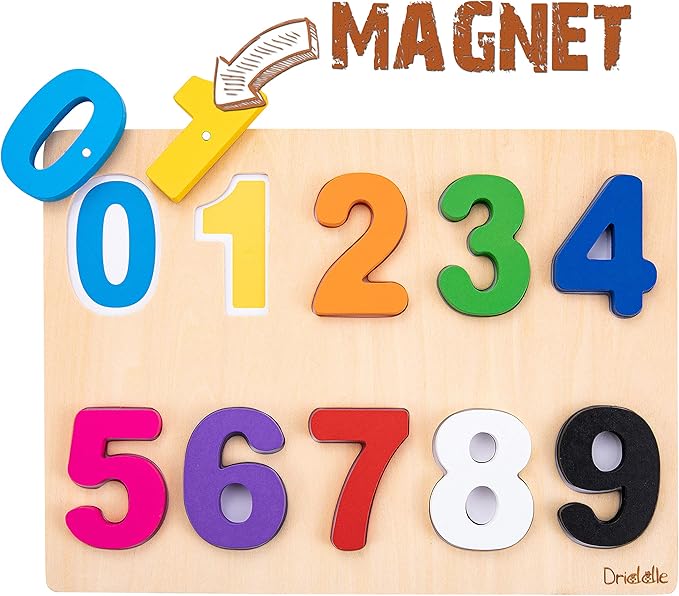 Magnetic Wooden Educational Number Puzzle - Learn Numbers & Color Recognition Toy β Toddler Preschool Game β Kids Montessori Education