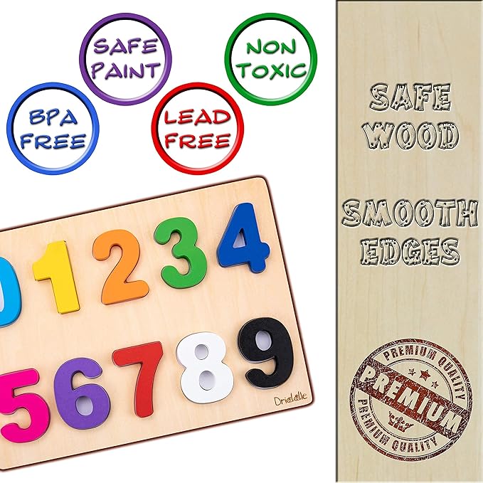 Magnetic Wooden Educational Number Puzzle - Learn Numbers & Color Recognition Toy β Toddler Preschool Game β Kids Montessori Education