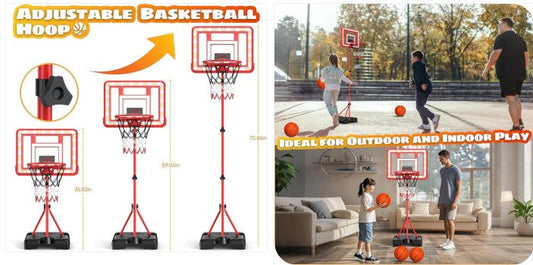 Build Skills & Confidence: Kids Adjustable Basketball Hoop with Scoreboard, Timer & Cheers Sound