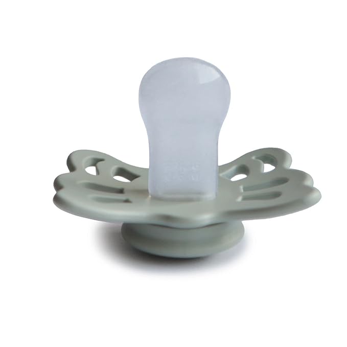 FRIGG Butterfly Anatomical SilkySoft Silicone Baby Pacifier | Made in Denmark | BPA-Free (Sage/Powder Blue, 0-6 Months)