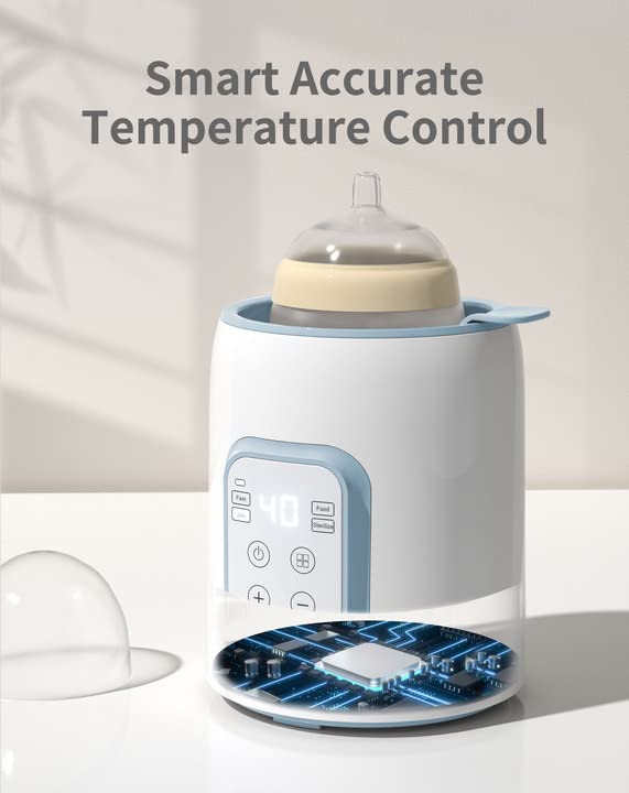 GROWNSY Bottle Warmer, 8-in-1 Fast Baby Milk Warmer with Timer for Breastmilk or Formula, Accurate Temperature Control, Multifunctional Baby Bottle Warmers for All Bottles- Blue