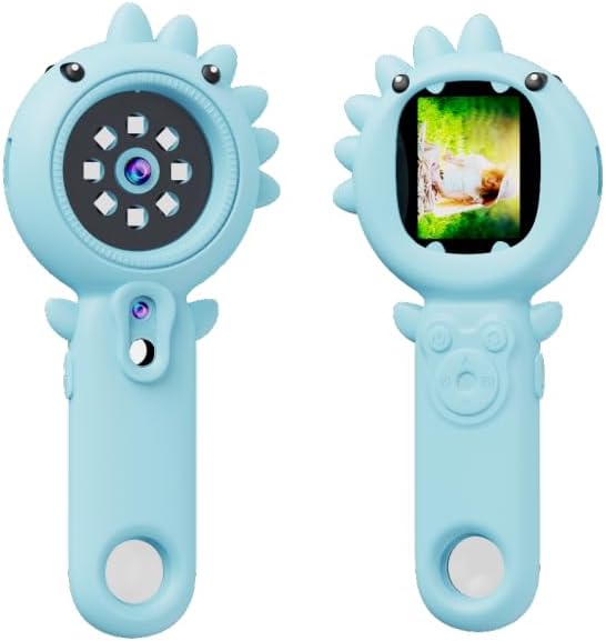 2-in-1 Microscope Camera for Kids, Mini Handheld Microscope Supporting Multiple Viewing Angles, Outdoor Educational Science Adventure Toys, Birthday Gifts for 3-10 Years Old Boys Girls, Blue Dinosaur