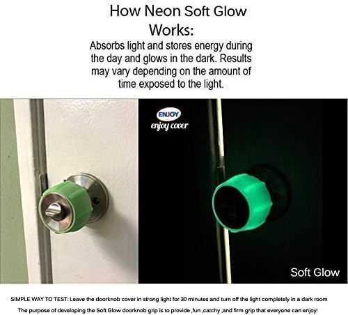 New Enjoy Cover -Neon Green Silicone Door knob Grips Soft Glow Maximum Grip - Arthritis & Senior Living Aids Grippy Easy Open Fits All Door Knob Universal Size Maximum Grip Pack
