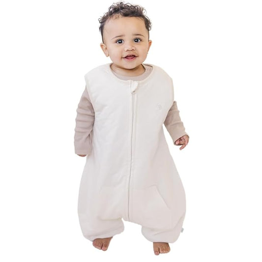 Tealbee DREAMSUIT: Toddler Sleep Sack with Feet 12-18 months, 18-24 months - 1.2 TOG All Season Baby Wearable Blanket for Walkers - Rayon made from Bamboo, Organic Cotton Sleeping Bag - Undyed