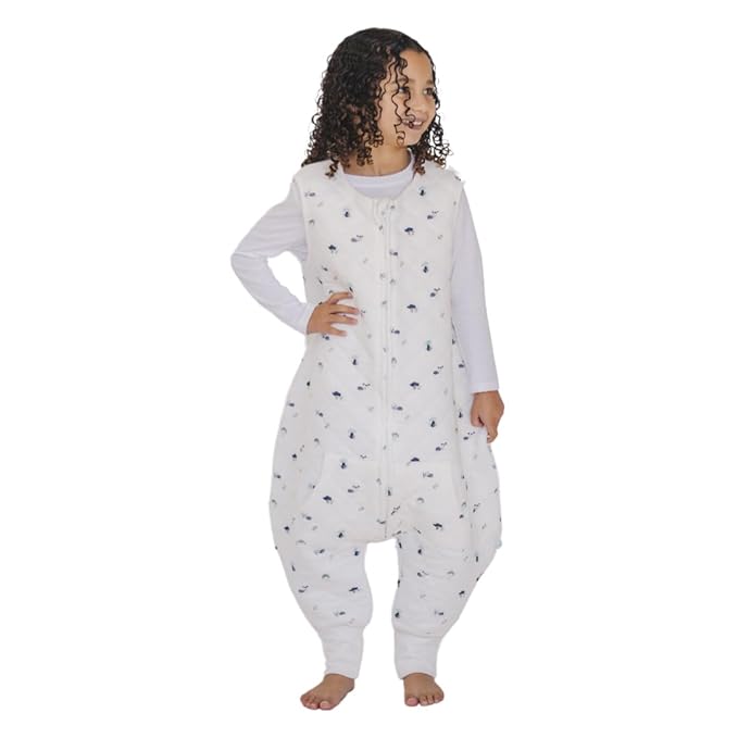 Tealbee Dreamsuit: Toddler Sleep Sack with Feet 3T 4T - 1.5 TOG Winter Baby Wearable Blanket for Walkers - Rayon made from Bamboo, Organic Cotton Sleep Bag - Mushroom