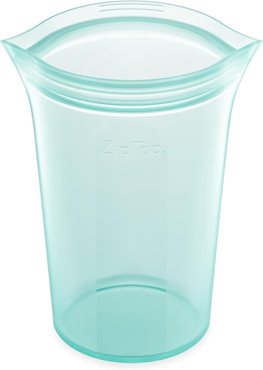Zip Top Reusable Food Storage Bags | Large Cup [Teal] | Silicone Meal Prep Container | Microwave, Dishwasher and Freezer Safe | Made in the USA