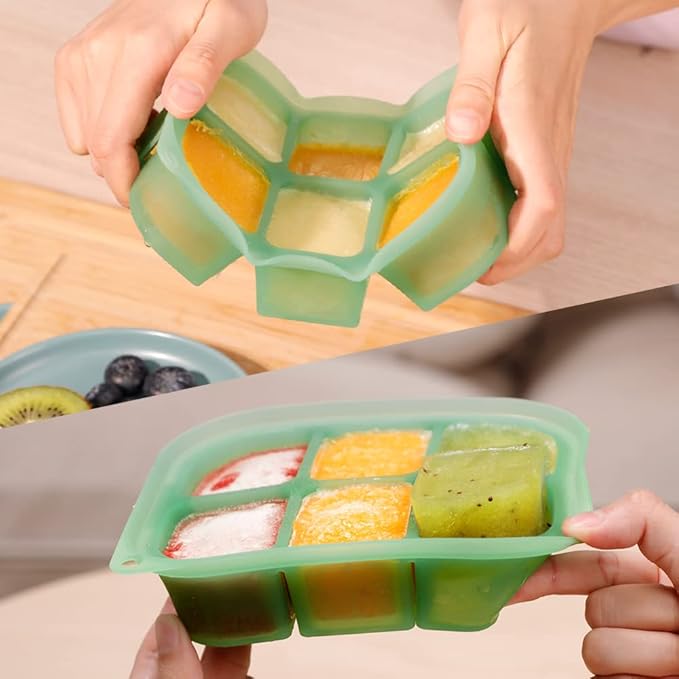 haakaa Silicone Baby Food Tray - Breastmilk Homemade Baby Food Mold - Baby Fresh Food Freezer Tray - Ice Cube Tray - - 4m+ Baby Toddler Kid - Blush