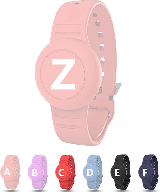 Waterproof Bracelet for AirTag Kids, Personalized Initial Letter Hidden Holder Compatible with Air Tag, Silicone Case for Airtag Adjustable Anti-Lost GPS Tracker for Toddler Child Elder, Z
