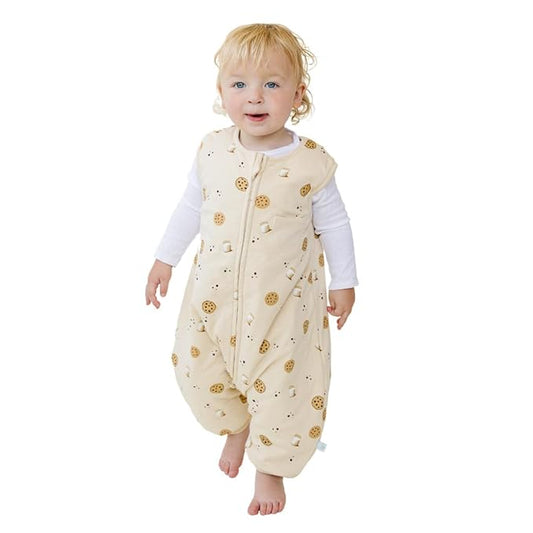 Tealbee Dreamsuit: Toddler Sleep Sack with Feet 2T 3T - 1.5 TOG Winter Baby Wearable Blanket for Walkers - Rayon made from Bamboo, Organic Cotton Sleep Bag - Cookies
