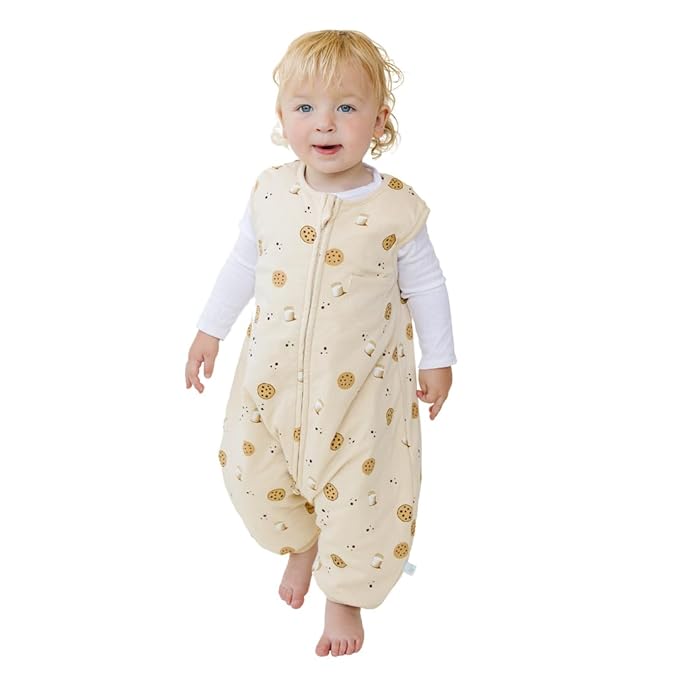 Tealbee Dreamsuit: Toddler Sleep Sack with Feet 3T 4T - 1.5 TOG Winter Baby Wearable Blanket for Walkers - Rayon made from Bamboo, Organic Cotton Sleep Bag - Cookies