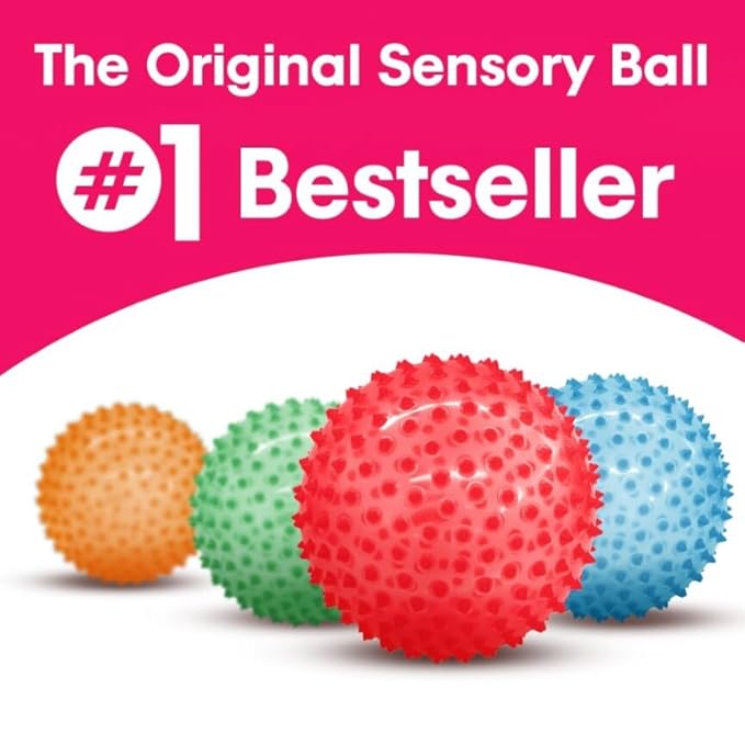 Edushape Original Sensory Ball for Baby - 7" Deflated with Pump, Transparent Red, Enhances Gross Motor Skills for Kids 6 Months & Up