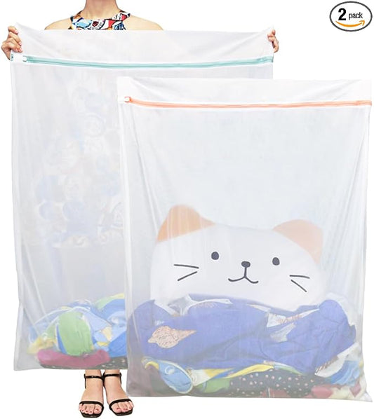 Tenn Well Extra Large Mesh Laundry Bags, 2 Pack 43 x 35 inch Jumbo Delicates Bag for Washing Machine, Large Mesh Bags for Delicates, Coats, Blankets, Bedding, Toys, Pet Items