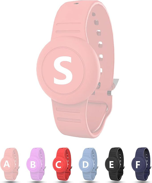 Waterproof Bracelet for AirTag Kids, Personalized Initial Letter Hidden Holder Compatible with Air Tag, Silicone Case for Airtag Adjustable Anti-Lost GPS Tracker for Toddler Child Elder, S
