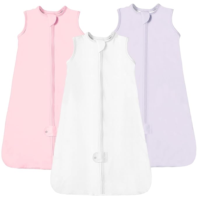 TotAha Sleep Sack 0-6 Months 3-Pack,Stretchy,Buttery Soft Swaddle Transition Sleeping Bag,Light Baby Wearable Blanket with 2-Way Safe Zippers for Boys and Girls, 0.5 TOG
