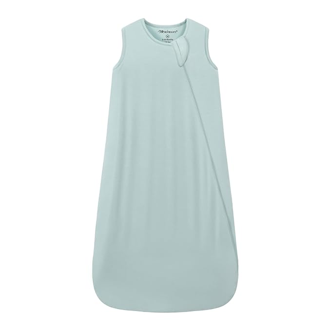 Mosebears Unisex Baby Sleep Sack 1.0 TOG, Supersoft Rayon Made from Bamboo Wearable Blanket with 2-Way Zipper (Calm Sage,0-6 Months)