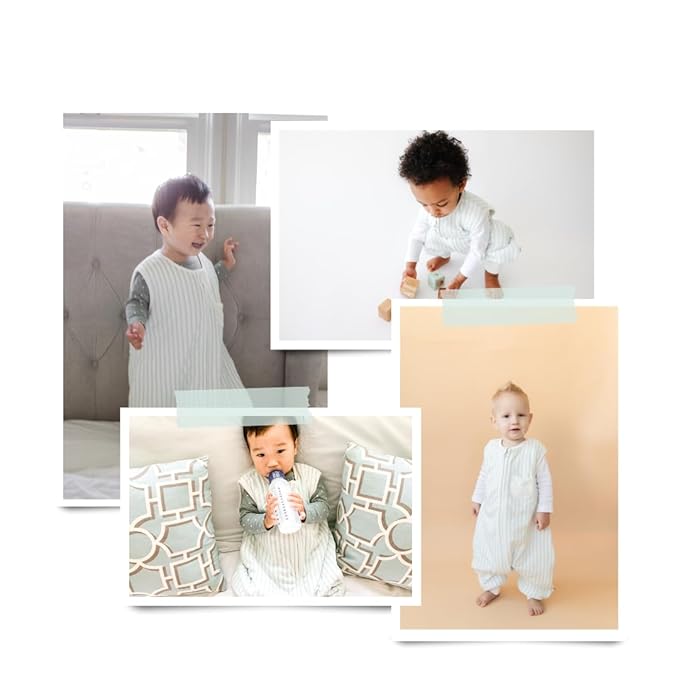 Tealbee Dreamsuit: Toddler Sleep Sack with Feet 3T 4T - 1.5 TOG Winter Baby Wearable Blanket for Walkers - Rayon made from Bamboo, Cotton Sleep Bag - Minty Stripes