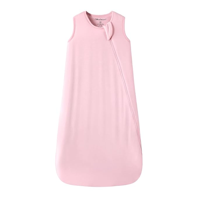 Mosebears Unisex Baby Sleep Sack 1.0 TOG, Supersoft Rayon Made from Bamboo Wearable Blanket with 2-Way Zipper (Blush,18-36 Months)