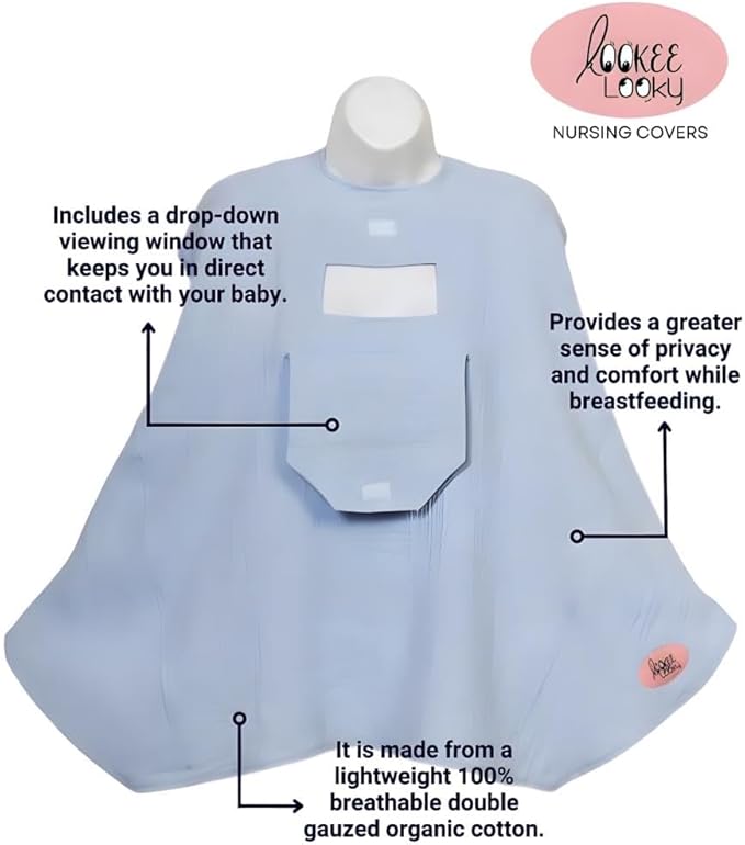 Muslin Nursing Cover for Baby Breastfeeding –with Peekaboo Window -100% Breathable Cotton Privacy Nursing Shawl - Multiuse Apron for Moms