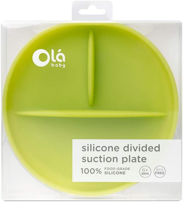 Olababy 100% Silicone Suction Plate | Toddler Plates With Suction | Divided Plates For Kids | Self Feeding Baby Essentials | Food Grade Silicone | Baby Registry Must Haves | Microwave Dinner Plates