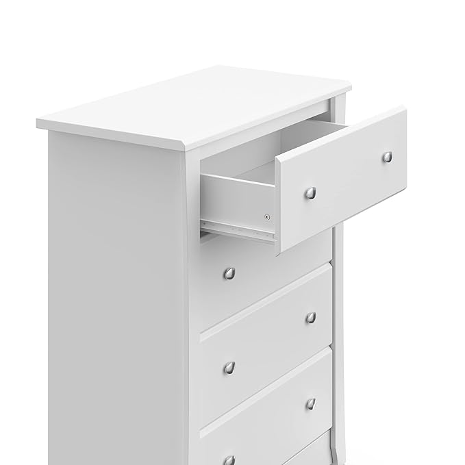 Storkcraft Crescent 4 Drawer Chest (White) – GREENGUARD Gold Certified, Dresser For Nursery, 4 Drawer Dresser, Kids Dresser, Nursery Dresser Drawer Organizer, Chest of Drawers