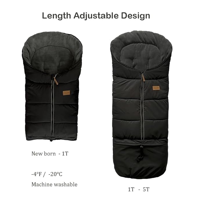 Length Ajustable Waterproof Stroller Winter Cover for All Stroller, Universal Stroller Winter Bunting Bag XL,Good for Infant to Y5 pre-School Kids