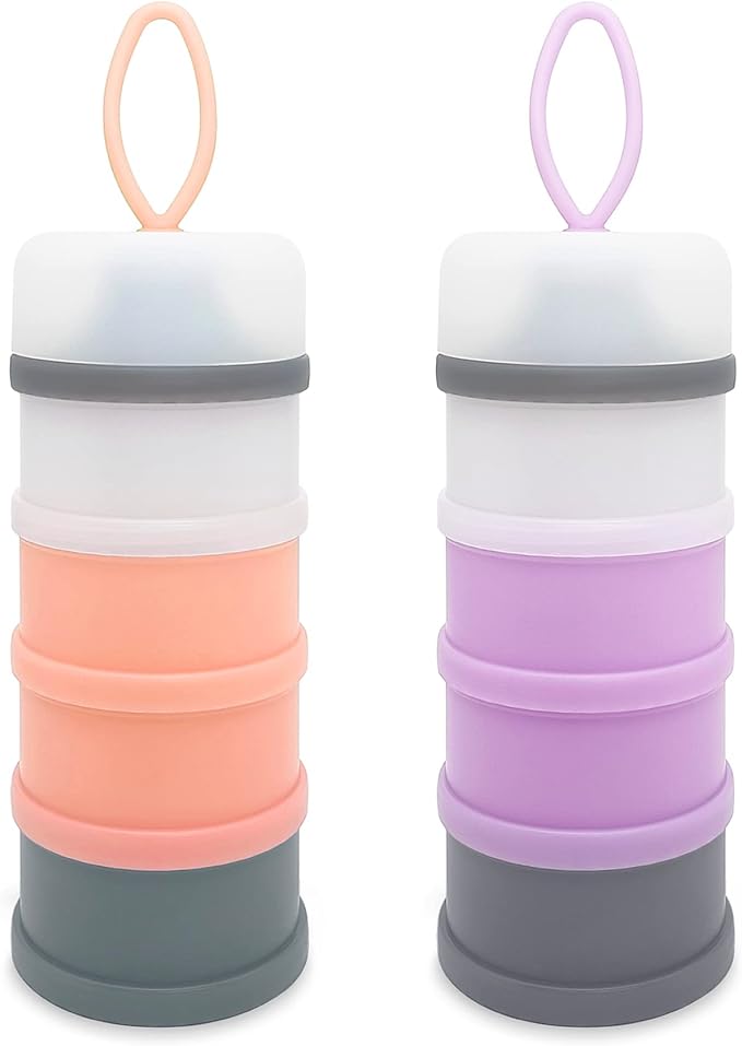 Baby Formula Dispenser, Formula Container, Portable Milk Powder Dispenser Container, Baby Feeding Travel Storage Container, Non-Spill Stackable Baby Snack Storage Container, BPA Free, 2 Packs