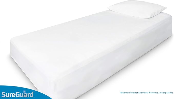 SureGuard Twin Extra Long (XL) Mattress Protector - 100% Waterproof, Hypoallergenic - Premium Fitted Cotton Terry Cover White