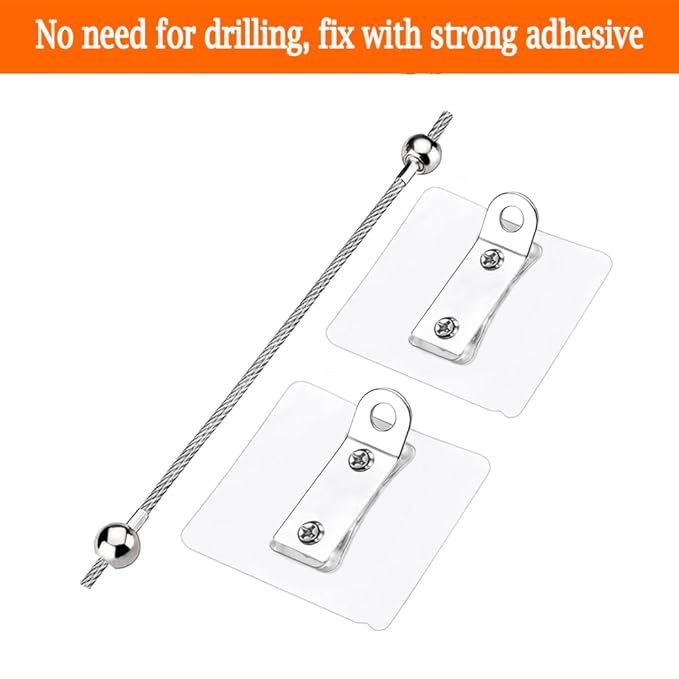 Furniture Anchors 2 Pairs No Drill Heavy Duty Anchors Fridge Lock Adjustable Self-Adhesive Safety Anti Tip Straps for Baby Proofing 220lbs Tension Earthquake Resistant Metal Straps Prevent Falling