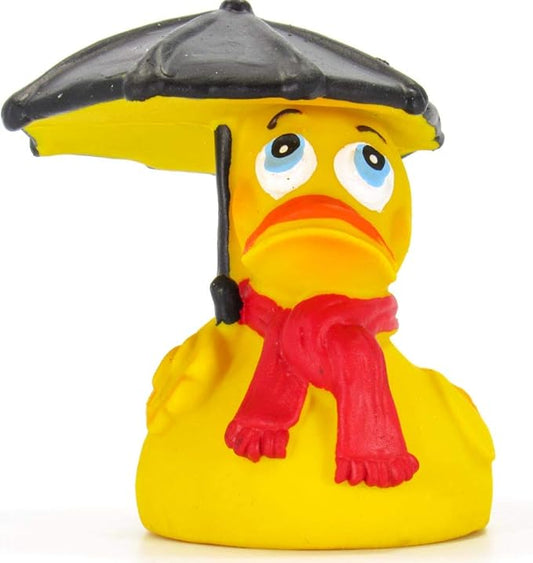 Lanco Umbrella Raining Rubber Duck Bath Toy | All Natural, Organic, Eco Friendly, Squeaker Brand | Imported from Barcelona, Spain