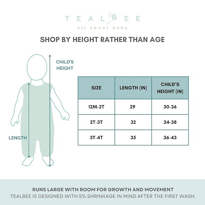 Tealbee Dreamsuit: Toddler Sleep Sack with Feet 12-18 months, 18-24 months - 1.2 TOG All Season Baby Wearable Blanket for Walkers - Rayon made from Bamboo, Organic Cotton Sleep Bag - Love Milk