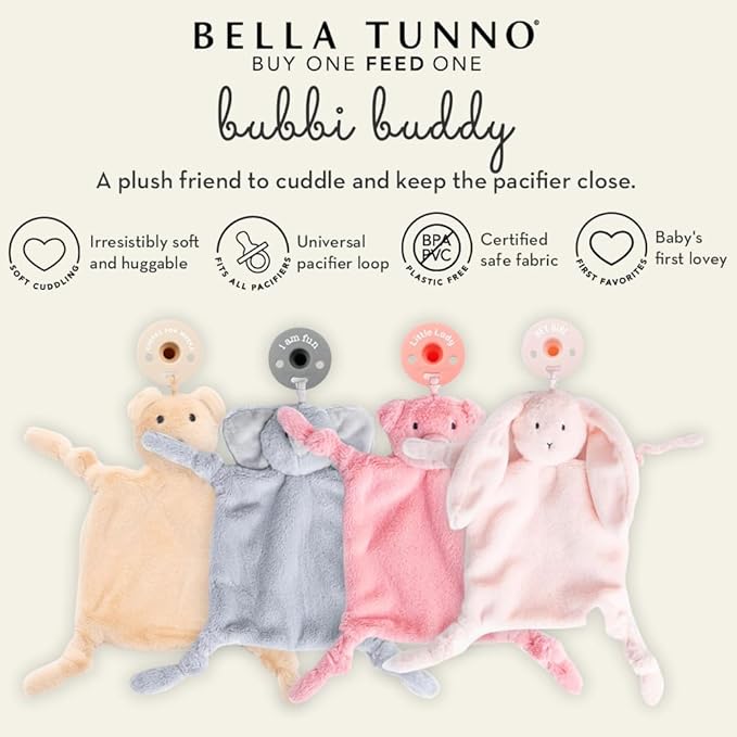 Pacifier Holder with Detachable Pacifier by Bella Tunno, Soft Animal Lovey Snuggle Toy Attaches to Teethers, Baby Gift for Newborn Boys and Girls, Babies 0+ Months, Pig