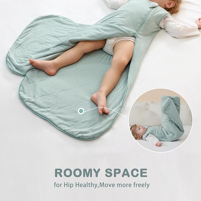 Mosebears Unisex Baby Sleep Sack 1.0 TOG, Supersoft Rayon Made from Bamboo Wearable Blanket with 2-Way Zipper(Sage,18-36 Months)