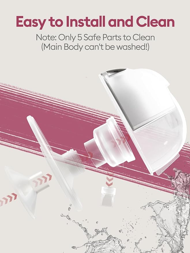 Lulia Breast Pump Hands Free, Wearable Breastfeeding Pump, 4 Modes & 9 Levels, Portable, Painless, Low Noise, BPA Free, Electric Breast Pump with 17/19/21/24MM Flange(1 Pack)