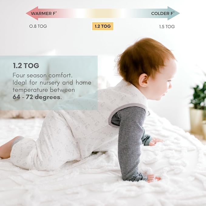 Tealbee DREAMSUIT: Toddler Sleep Sack with Feet 3T 4T - 1.2 TOG Lightweight Baby Wearable Blanket for Walkers - Rayon made from Bamboo, Organic Cotton Sleeping Bag - Love Milk