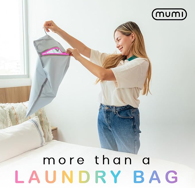 MUMI Travel Laundry Bag – Moisture & Smell-Proof Wash Bag with Folding Hanger & Outer Pouch | Large Washable Bags for Suitcase, Gym & Packing | Clothes Organizer for Trips & Storage - Purple