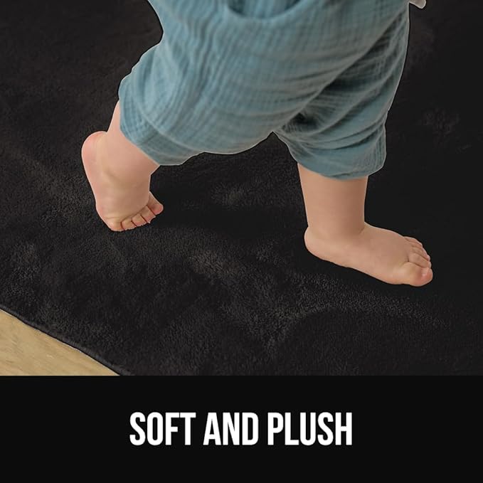 GORILLA GRIP Ultra Soft Washable Area Rug, 5x7, Stain and Slip Resistant Plush Thick Carpet for Bedroom Living Room, No Shed Floor Rugs, Pet Friendly, Dorm Essentials, Kids Nursery Home Decor, Black