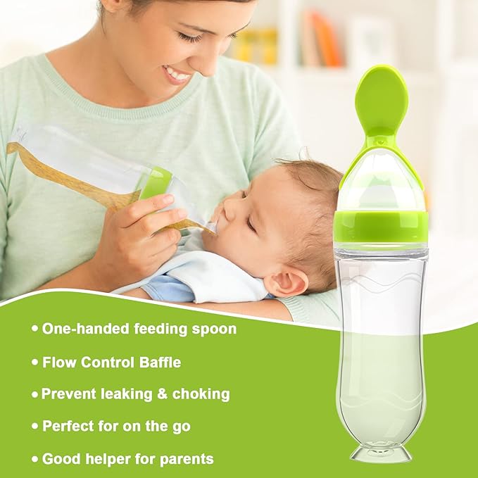 WAJIAYON Food Feeder for Baby, Fruit Feeder Pacifier (3 Pcs) with 6 Different Sized Silicone Pacifiers,Silicone Baby Food Dispensing Spoon 90ML with Babies Spoons,Pacifier Clip Babies Feeding Set