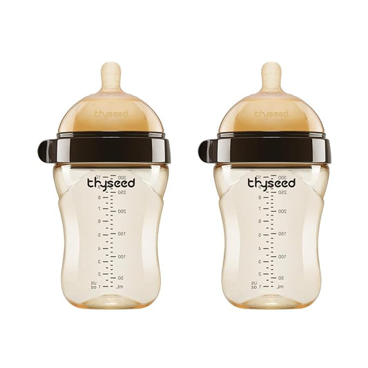 PPSU Natural Breast-Like Bottle with Nipple(3-7 Months),10oz，2pack