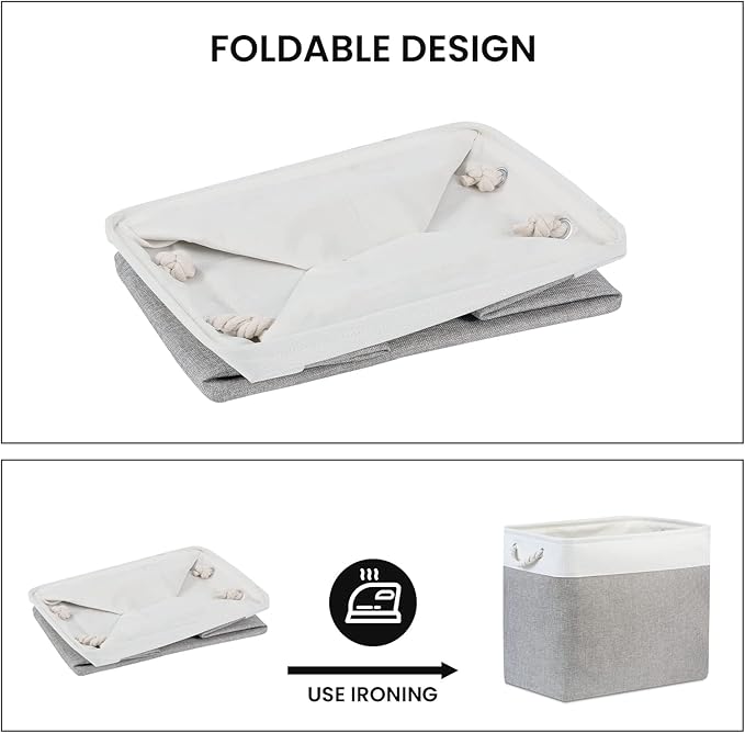 Bidtakay Large Storage Bins for Clothes Fabric Deep Baskets for Organizing Set of 2 Grey Fabric Pantry Storage Bins for Hallway Living Room Blankets 17x12x15 in Extra Large Shelf Tote Baskets