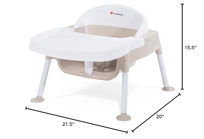 Foundations Secure Sitter Feeding Chairs Multipack, No-Tip Feet, 3-Point Adjustable Harness, Removable Tray, Easy to Clean, Stackable Feeding Chairs, 3 Pack (5 inch)