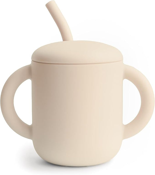 mushie 100% Silicone Training Cup & Straw for Toddlers | 6 Months+ (Shifting Sand)